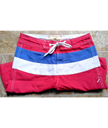 Hollister Mens Red Blue White Striped Swim Trunks Board Shorts Size XSmall - $20.24 CAD