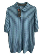 NEW! Under Armour Playoff HeatGear Stripe Polo Light Blue Navy Blue XXL ... - $54.44