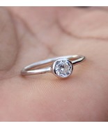 White CZ Round Gemstone 925 Sterling Silver Stacking Ring For Women - $10.56 CAD
