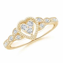 Authenticity Guarantee 
Milgrain Petal Diamond Composite Heart Promise Ring i... - £600.12 GBP