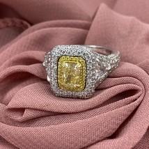 GIA 3.02 CT Déguisement Lumière Jaune Radiant Anneau Fiançailles Diamant 18k or - $6,087.61