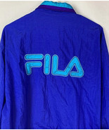 Vintage Fila Track Jacket Windbreaker Blue Full Zip Mens Large 90s - £27.88 GBP