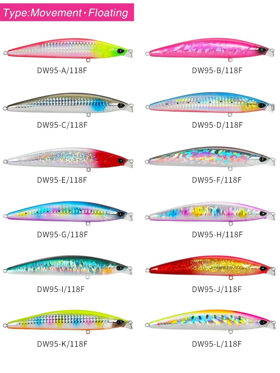 Sporting TSURINOYA DW95 118F Shallow Range Floating Minnow  118mm 19g Long Casti - £23.43 GBP