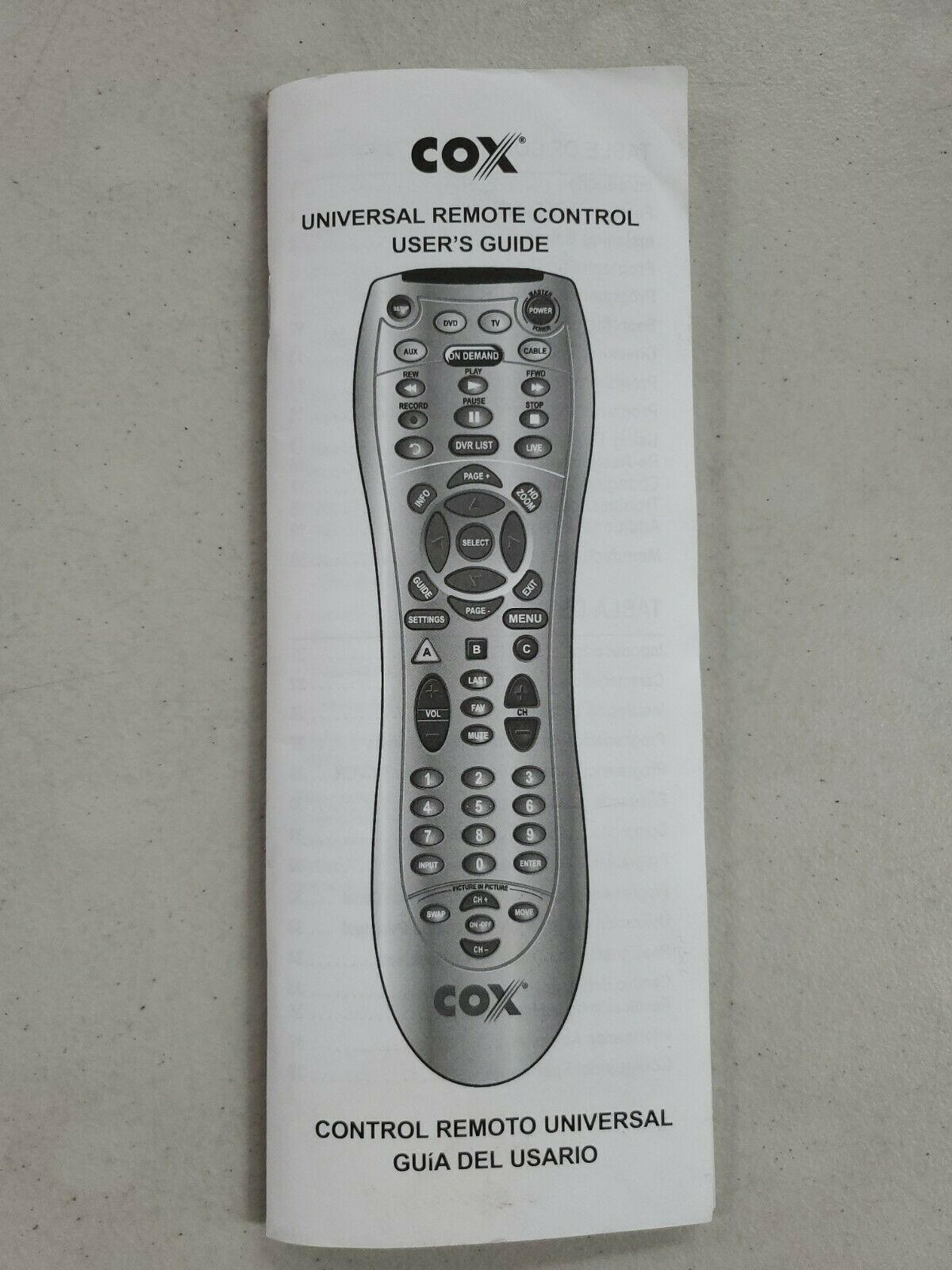 Cox Communications Universal Remote Control User Guide Instructions Only - $5.94