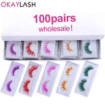 OKAYLASH - Original 50/100pairs 3D False Colored Eyelashes Wholesale Real Mink D - £86.78 GBP+