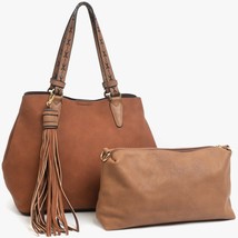 Aliza Large Tassel 2 in 1 Satchel Brown with Brown removable Bag - $48.51