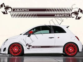 For 1Set/2pcs Fiat Abarth Racing Stripes Side Graphic Decal RS115 Stickers 500 5 - £70.25 GBP