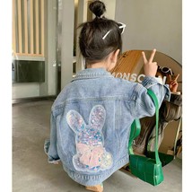 2022 Baby Girls Denim Jacket Cardigan Coat Kids Jean Outwear  Embroidery Sequins - £62.43 GBP