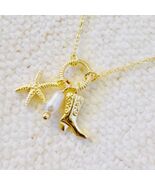 Coastal Cowgirl Charm Necklace Starfish Pearl Western Boot Charms - $29.70