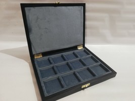 Caja Estuche En Madera para Monedas 12 Cartones 50x50 MM En Terciopelo Italiano - £74.01 GBP+