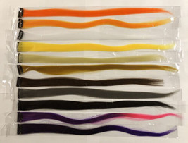 10pcs Highlight Synthetic Clip-In Hair Extensions Purple Yellow Orange Black etc - £6.89 GBP