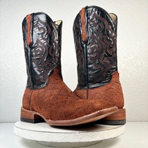 Lane Capitan SILVER CITY Mens Brown Pirarucu Leather Cowboy Boots 10D Sq... - $178.20