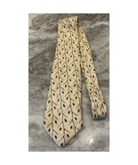 ROBERT TALBOTT Studio Men&#39;s Silk Necktie USA Designer Geometric Cream Go... - $33.63 CAD