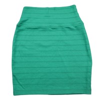 Basic House Skirt Womens S Green High Rise Knitted Bodycon Mini Skirt Pu... - $19.68