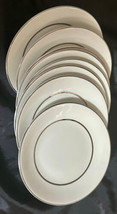 Salem Silver Elegance English Stoneware Dessert/Bread Plates (8) 6&quot; Silver Trim - £26.81 GBP