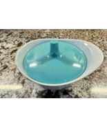 VINTAGE MCM Turquoise Blue &amp; White MELMAC SUGAR BOWL Melamine #152 W/ Lid - £14.79 GBP