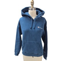 VTG Champion Reverse Weave Blue Hoodie cotton blendSz L Solid Blue Label - $42.77