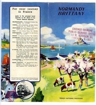 French National Railroads Normandy Brittany France Brochure with Map  1951 - £25.87 GBP