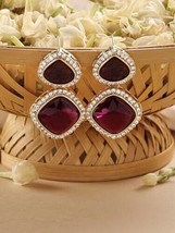 Purple Stone &amp; Dazzling Austrian Diamond Drop Earring For Women JEWELRY SET - £15.41 GBP