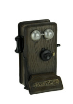 Zeckos Brown Wood Look Antique Telephone Coin Bank Small - £19.54 GBP