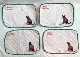 4 Vintage B. Kliban Cloth Cat Placemats Warm Greetings Holiday Quilted - £30.99 GBP
