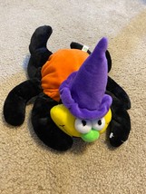 Vintage Halloween Plush Orange Spider In Witch Hat Soft Stuffed Toy Good Stuff - £10.92 GBP