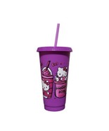 Hello Kitty Purple Plastic Cup Tumbler 24 oz UV DTF Design With Straw - £10.07 GBP