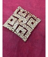 Crown TriFari Signed Vintage Square Diamond Brooch Pin in a Gilded Gold ... - £51.66 GBP