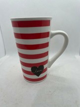 Starbucks 2017 Peppermint Stripe LOVE Tall Coffee Cup / Mug: 16 oz. Red White - £11.76 GBP
