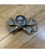 Skeleton Crossbones Pirate Belt Buckle Rhinestones KG JD - $281.08 MXN