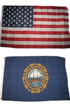 3x5 3&#39;x5&#39; Wholesale Lot Combo: USA American w/ State of New Hampshire Flag - £7.77 GBP