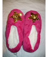 No Boundaries Women&#39;s Sequin Star Pull On Slippers Pink Small/med 5-7 - $10.98
