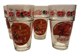 Anchor Hocking 1996 Retired 4 clear coca cola with Olympics Stickers glasses - £14.22 GBP