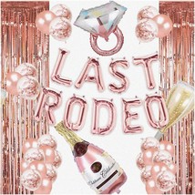 Wild West Final Fling Party Kit: Cowgirl Balloons, Rose Gold Fringe Curtains, Br - £35.89 GBP