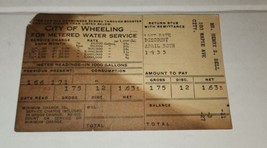 Vintage 1935 City Of Wheeling Water Service Bill Receipt Mapie Ave Poatcard - £7.84 GBP