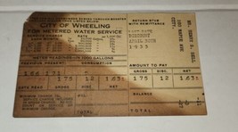Vintage 1935 City Of Wheeling Water Service Bill Receipt Mapie Ave Poatcard - $9.99
