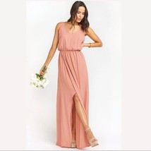 Show Me Your Mumu Kendall Maxi Dress V Neck Slit Blouson Rustic Mauve Pink S - £52.83 GBP