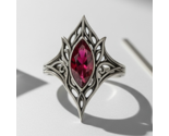 Elven Birthstone Ring | Sterling Silver Fantasy Jewelry | Mythic Elf - $68.99