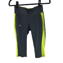 Under Armour Womens Fitted HeatGear Leggings Capri Cropped Black Yellow S - $12.59