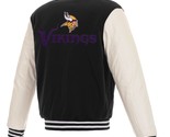 NFL Minnesota Vikings Reversible Fleece Jacket PVC Sleeves Embroidered L... - £110.09 GBP