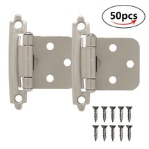 50X Self Closing Face Mount Kitchen Cupboard Cabinet Hinges Satin Nickel... - $62.99