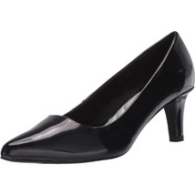 Easy Street Women Pointed Toe Pump Heels Pointe Size US 5M Black Faux Patent - £26.11 GBP