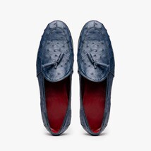 Aubiere Genuine Ostrich Quill Classic Loafers Navy image 5