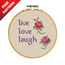 Live Love Laugh Quote Free cross stitch PDF pattern - £0.00 GBP