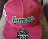 NBA LOS ANGELES LAKERS NORTHERN LIGHTS MITCHELL &amp; NESS RED FITTED MENS H... - $27.10