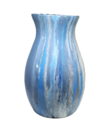 Handpainted Vase, blue gray white on glass, signed fluid art pour - £11.76 GBP