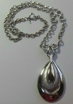 Vintage CROWN TRIFARI Silver-tone Teardrop Pendant Necklace - £27.25 GBP