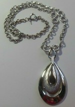 Vintage CROWN TRIFARI Silver-tone Teardrop Pendant Necklace - £25.90 GBP