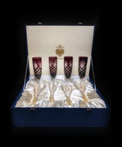 Faberge Odessa Purple Crystal Champagne Flutes Set of 4  NIB - $1,100.00