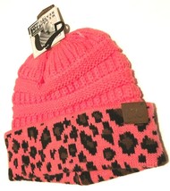 C.C Beanie Tail MB-80 Exclusives Messy Tail Candy Pink Black One Size New - $9.51